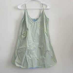 Lunya Nightgown Dress Women L V Neck Cotton Striped Mini Lounge Classic A Line